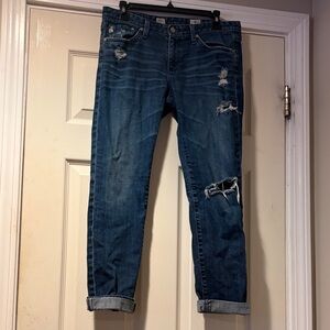 Ag Adriano Goldschmied Stilt Leg Distressed Dark Blue Jeans in 29R